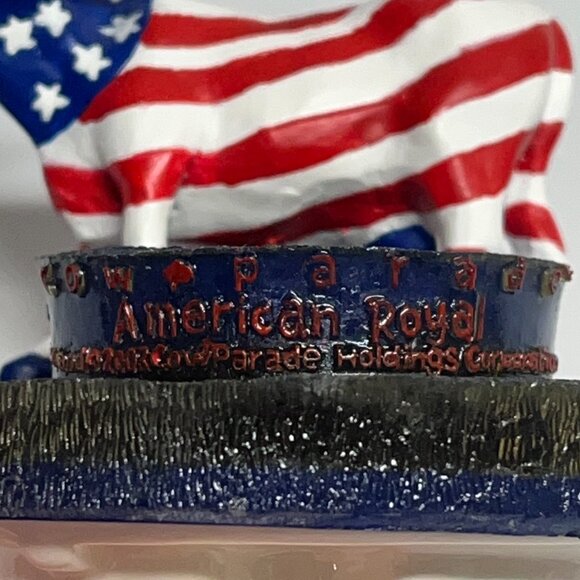Cow Parade Figurine “American Royal” #9189 + Matching Candle Capper USA Flag - Picture 8 of 9